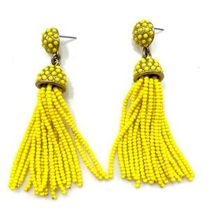 J. Crew Bright Yellow Beaded Tassel Drop Earrings